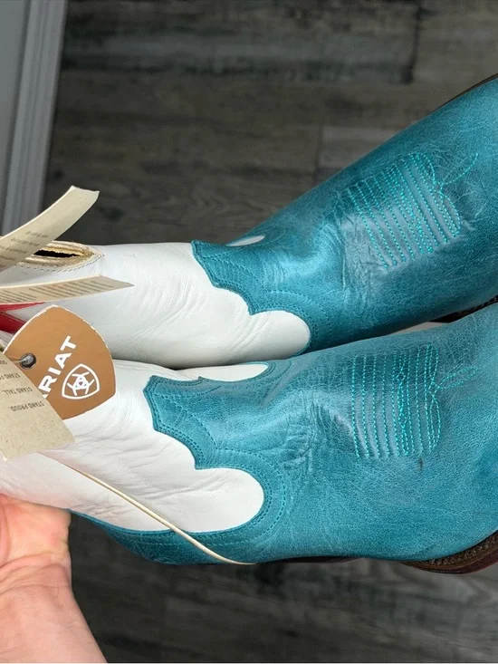 ARIAT WOMEN STARLIGHT WESTERN BOOTS - SNIP TOE TURQUOISE size 8 rodeo stagecoach - Picture 9 of 12